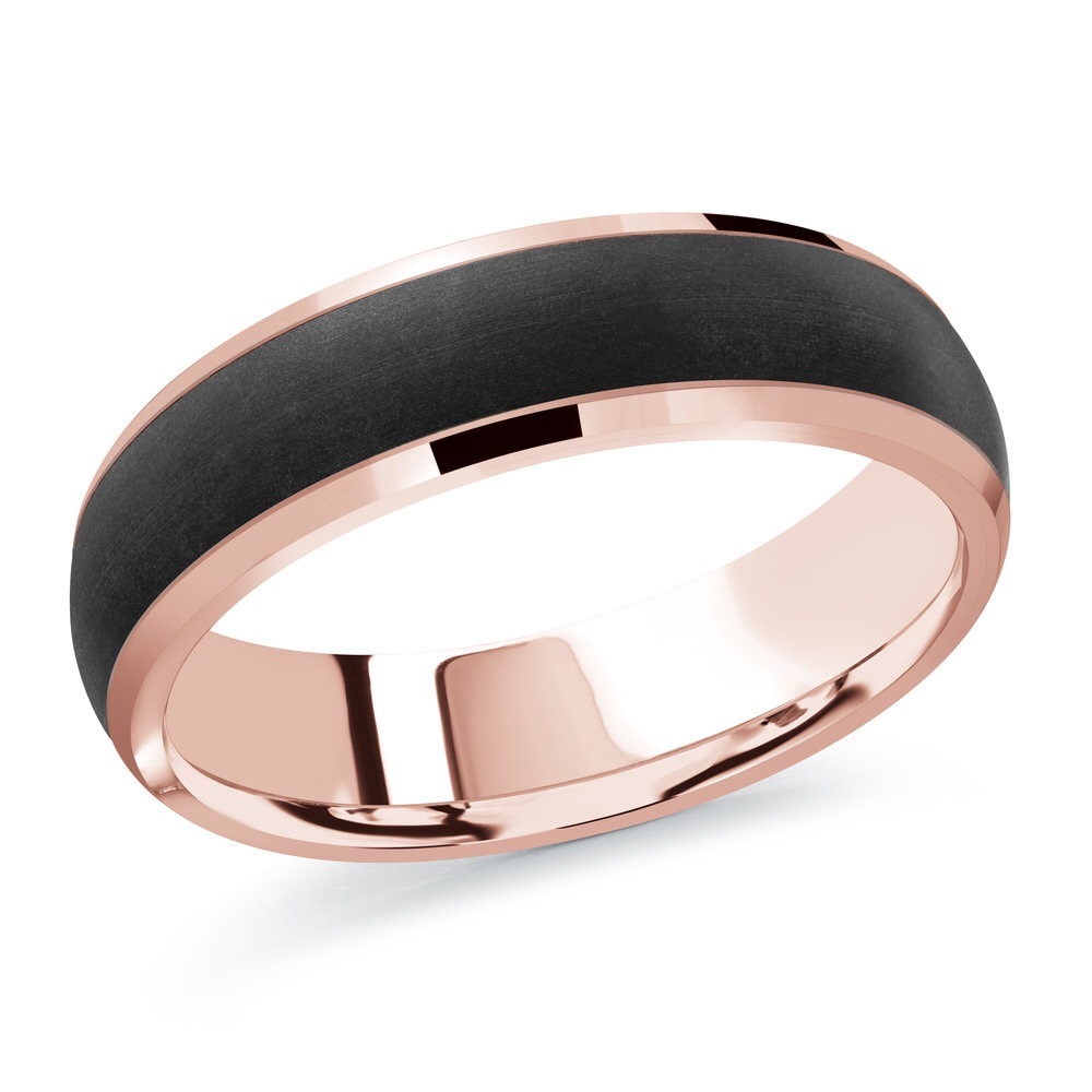 MARDINI by Malo Bands 14k Rose Gold w carbon man ring